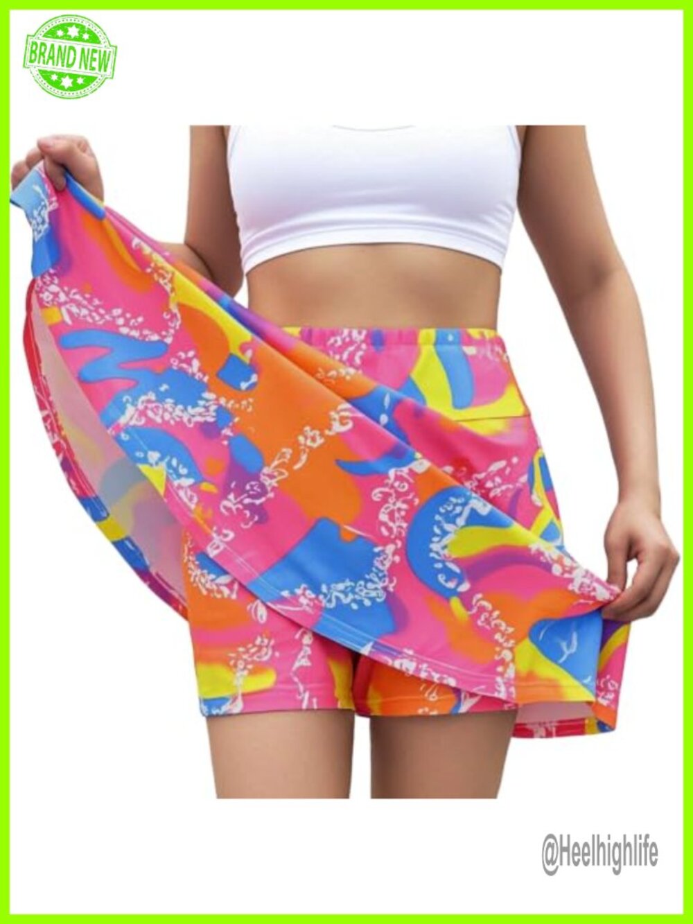 High Waisted Retro Tennis Skort with Built-in Shorts & Pockets - Picture 5 of 6